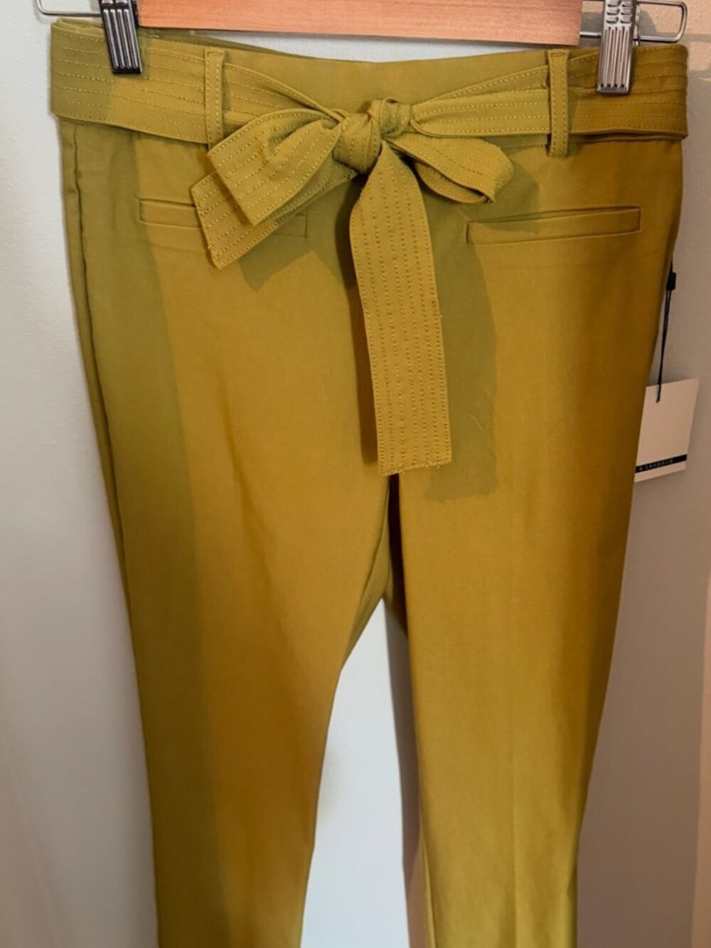 NWT Jules & Leopold XS Tie-Waist Trousers Slim Leg Capris in Chartreuse